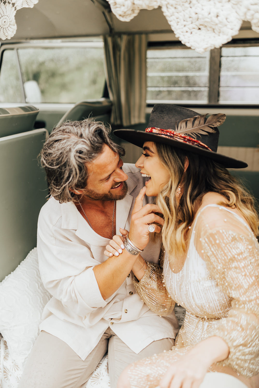 Bride Bridal Hat Boho Beach Elopement Rebecca Carpenter Photography