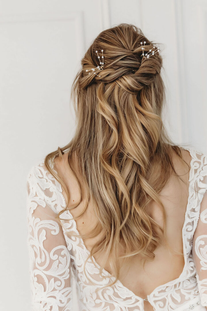Bride Bridal Hair Style Half Up Half Down Burgundy Wedding Theme Victoria Crocker Photography