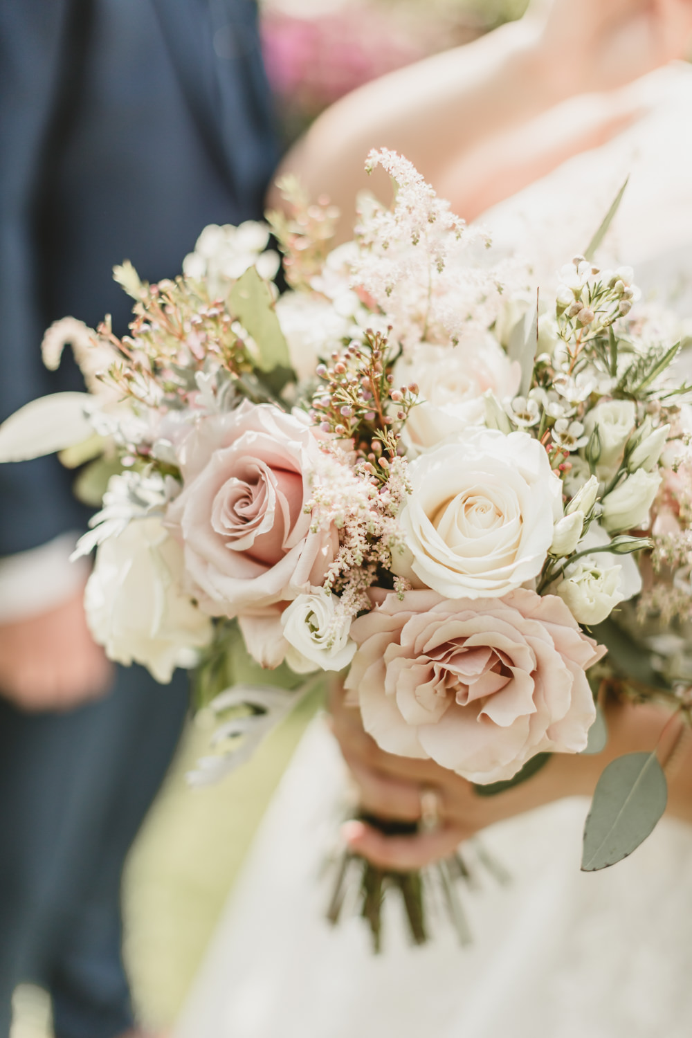 Bouquet Flowers Bride Bridal Pink Cream Rose Castletown Woodland Weddings Wedding Amy Lou Photography