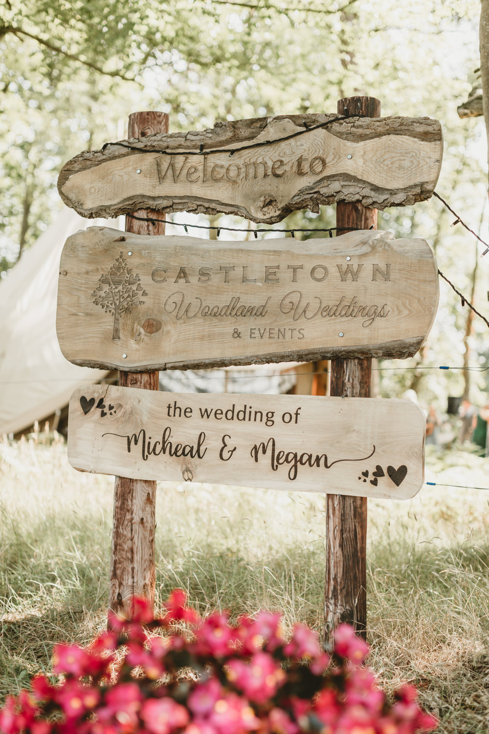 Rustic Wooden Signpost Castletown Woodland Weddings Wedding Amy Lou Photography
