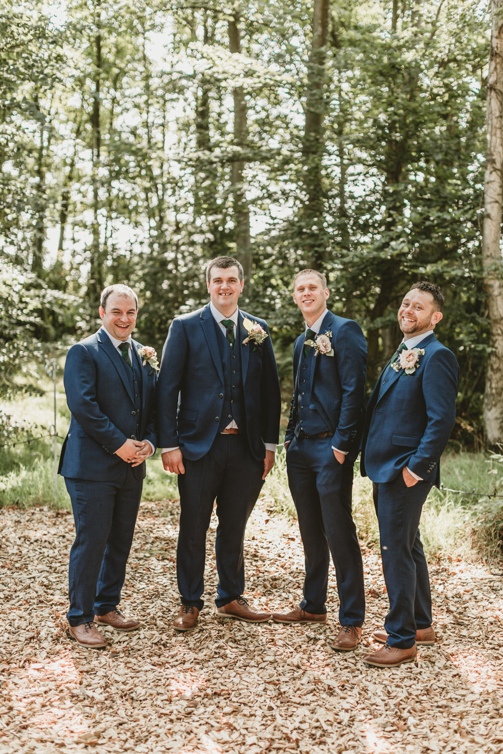 Groom Suit Groomsmen Navy Blue Tan Shoes Castletown Woodland Weddings Wedding Amy Lou Photography