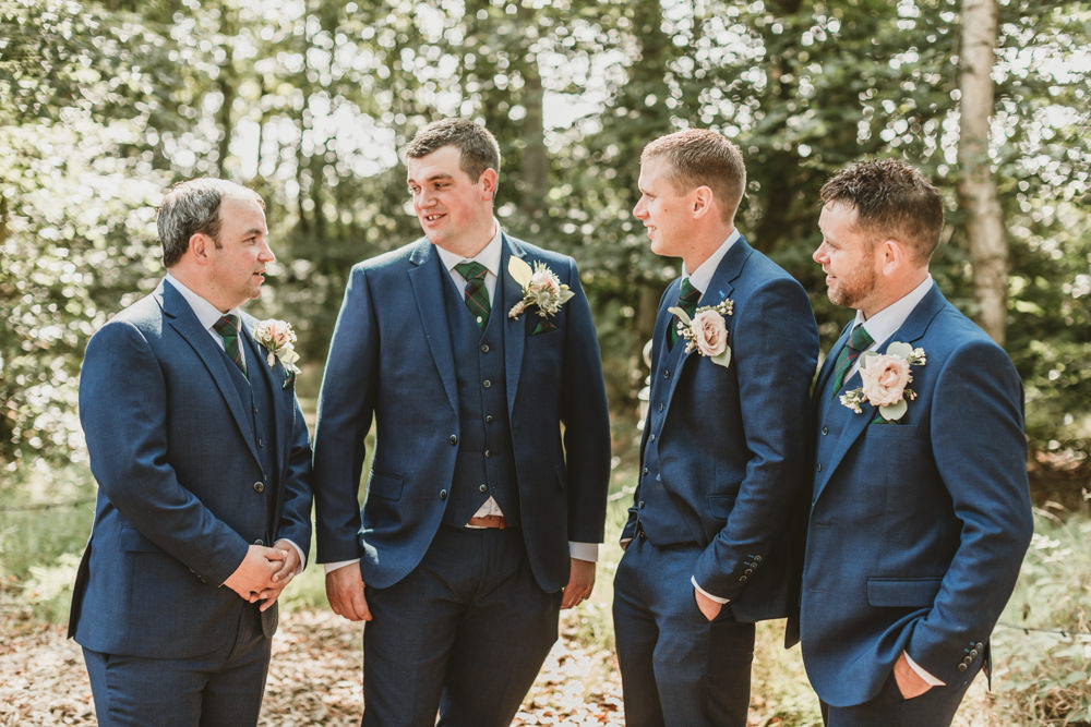Groom Suit Groomsmen Navy Blue Tan Shoes Castletown Woodland Weddings Wedding Amy Lou Photography