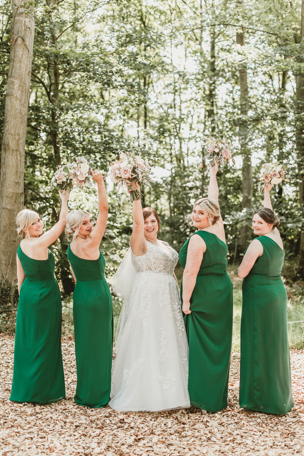 Long Emerald Green Bridesmaid Dress Castletown Woodland Weddings Wedding Amy Lou Photography