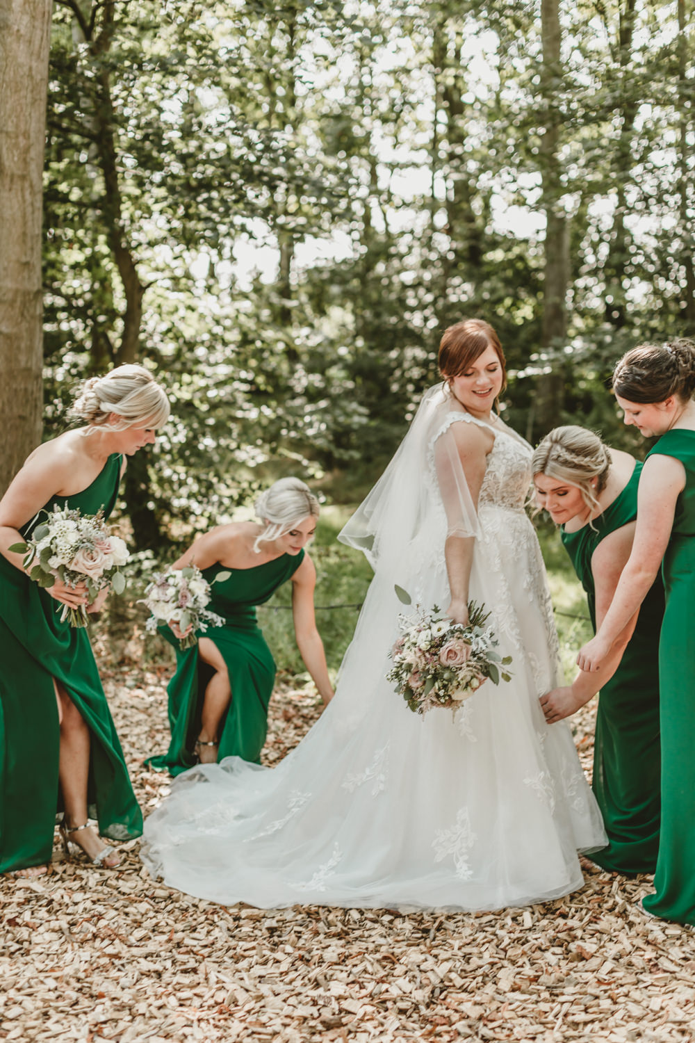 Dress Gown Bride Bridal Straps Train Castletown Woodland Weddings Wedding Amy Lou Photography