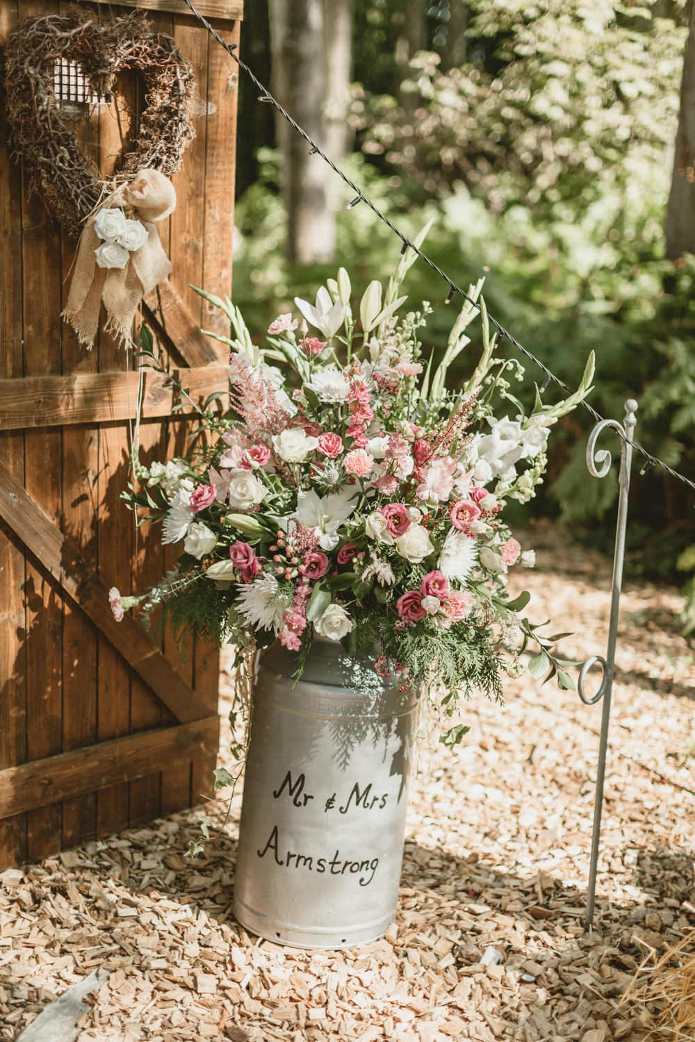 Milk Churn Flowers Natural Pretty Castletown Woodland Weddings Wedding Amy Lou Photography