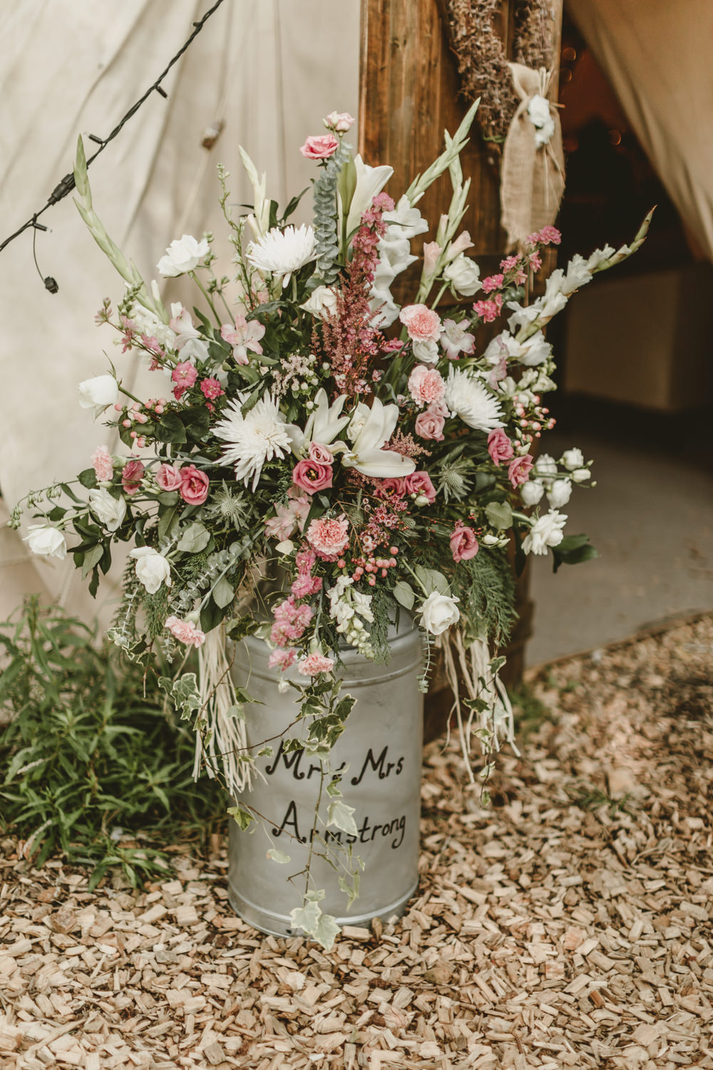 Milk Churn Flowers Natural Pretty Castletown Woodland Weddings Wedding Amy Lou Photography