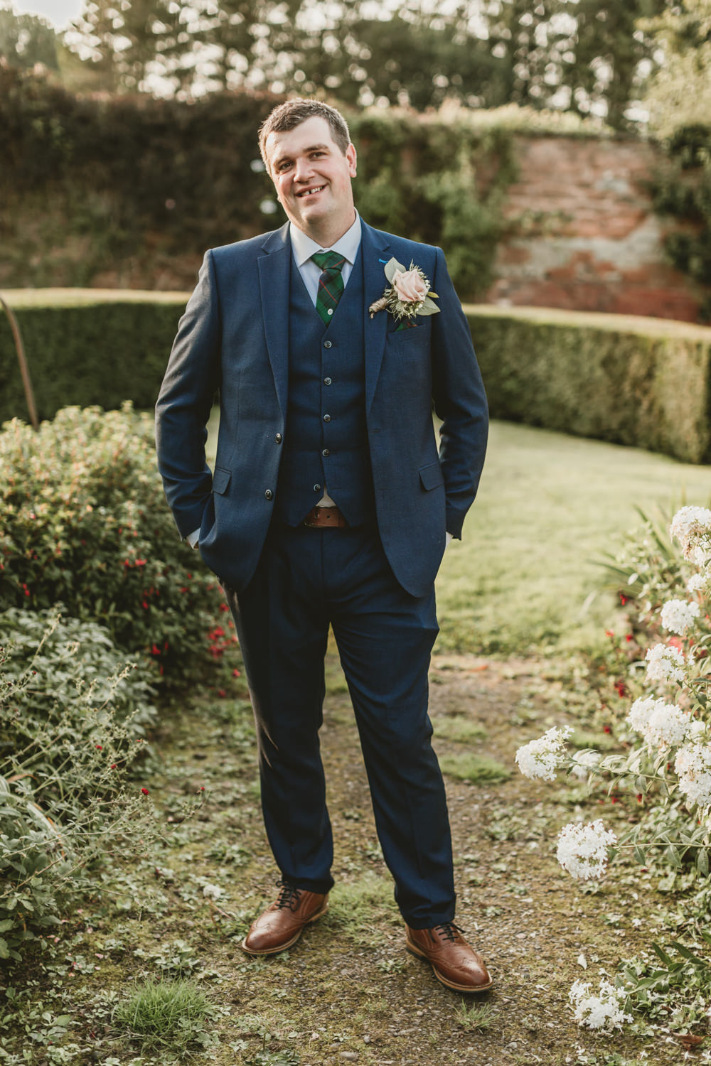 Groom Suit Groomsmen Navy Blue Tan Shoes Castletown Woodland Weddings Wedding Amy Lou Photography