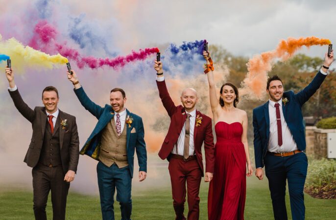 Celtic Manor Resort Wedding Michelle Huggleston Photography Smoke Bomb Photo