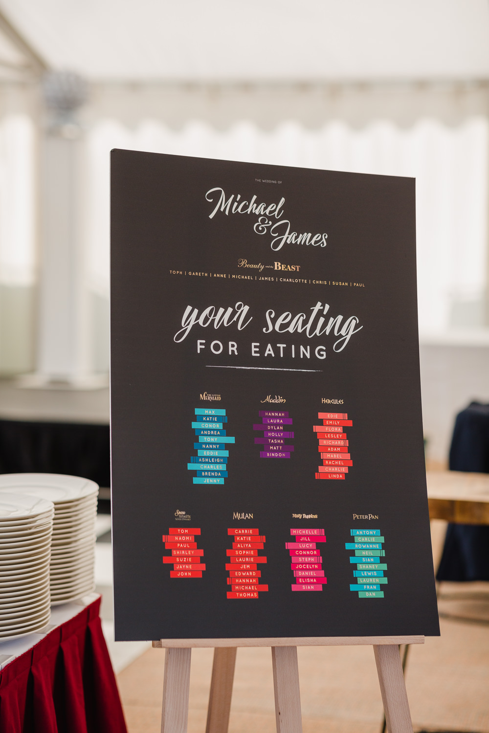 Table Plan Seating Chart Black Disney Celtic Manor Resort Wedding Michelle Huggleston Photography