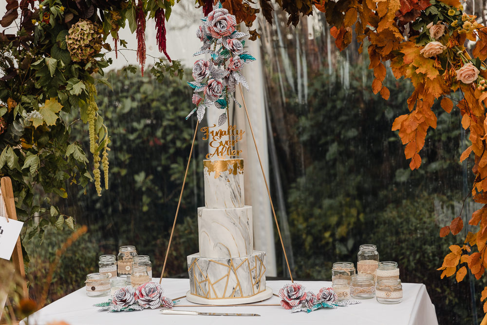Marble Gold Cake Celtic Manor Resort Wedding Michelle Huggleston Photography