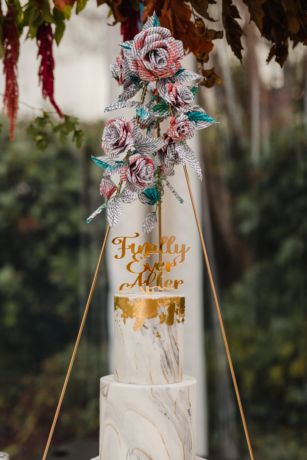 Cake Topper Paper Flowers Celtic Manor Resort Wedding Michelle Huggleston Photography