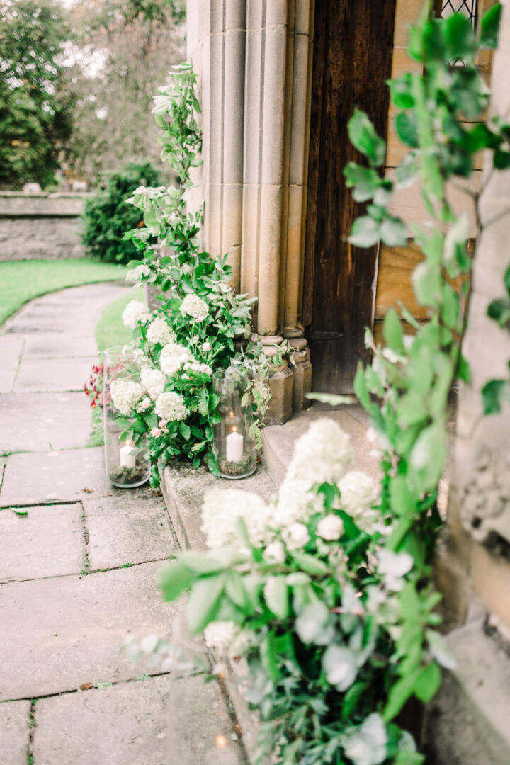 Church Flowers Wedding Door Entrance Arabella Smith Photography