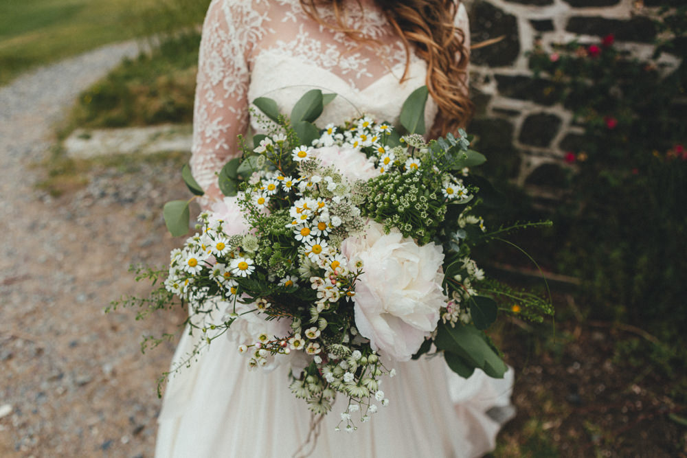 Bouquet Flowers Bride Bridal Daisy Peony Cornish Tipi Wedding Emma Stoner