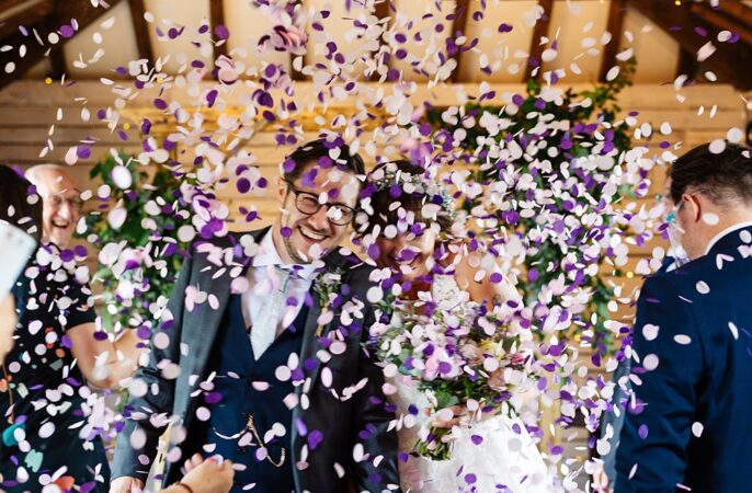 Dodmoor House Wedding Two D Photography Confetti Throw Purple