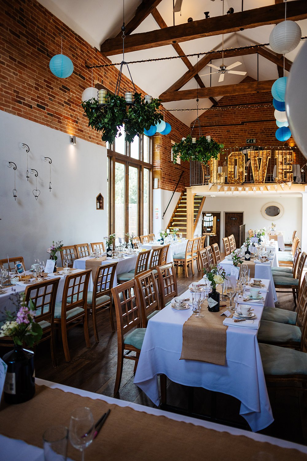 Barn Decor Greenery Hoops Blue White Lanterns Dodmoor House Wedding Two D Photography