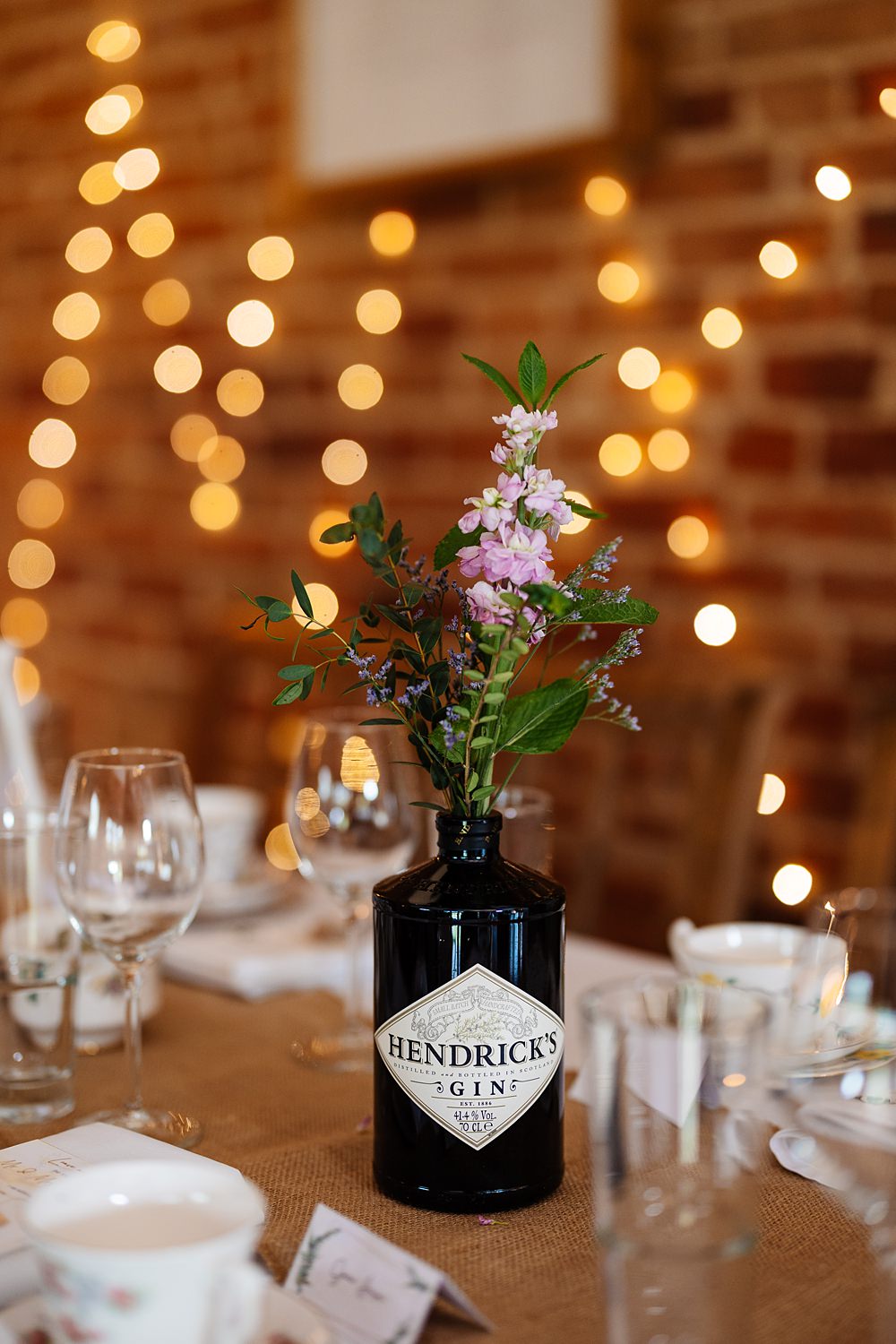 Gin Bottle Flower Centrepiece Decor Dodmoor House Wedding Two D Photography