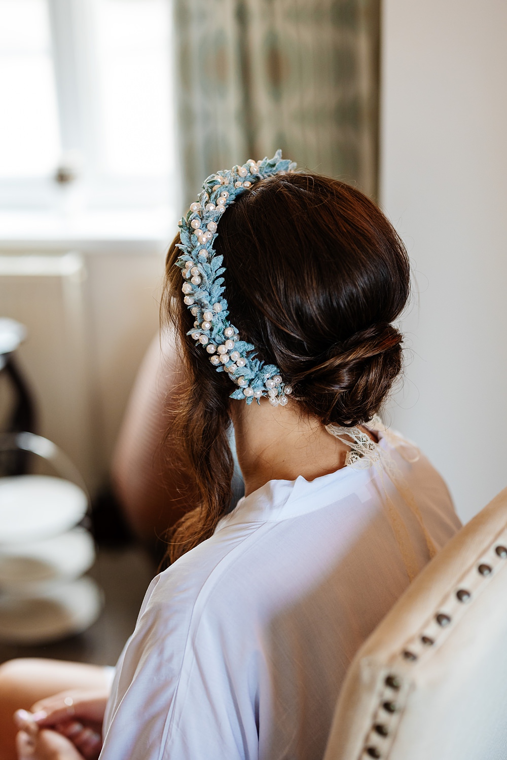 Flower Crown Bridal Hairstyle Up Do Fringe Dodmoor House Wedding Two D Photography