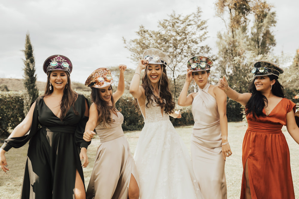 Mismatched Bridesmaids Dress Dresses Hats Ecuador Wedding Michelle Agurto