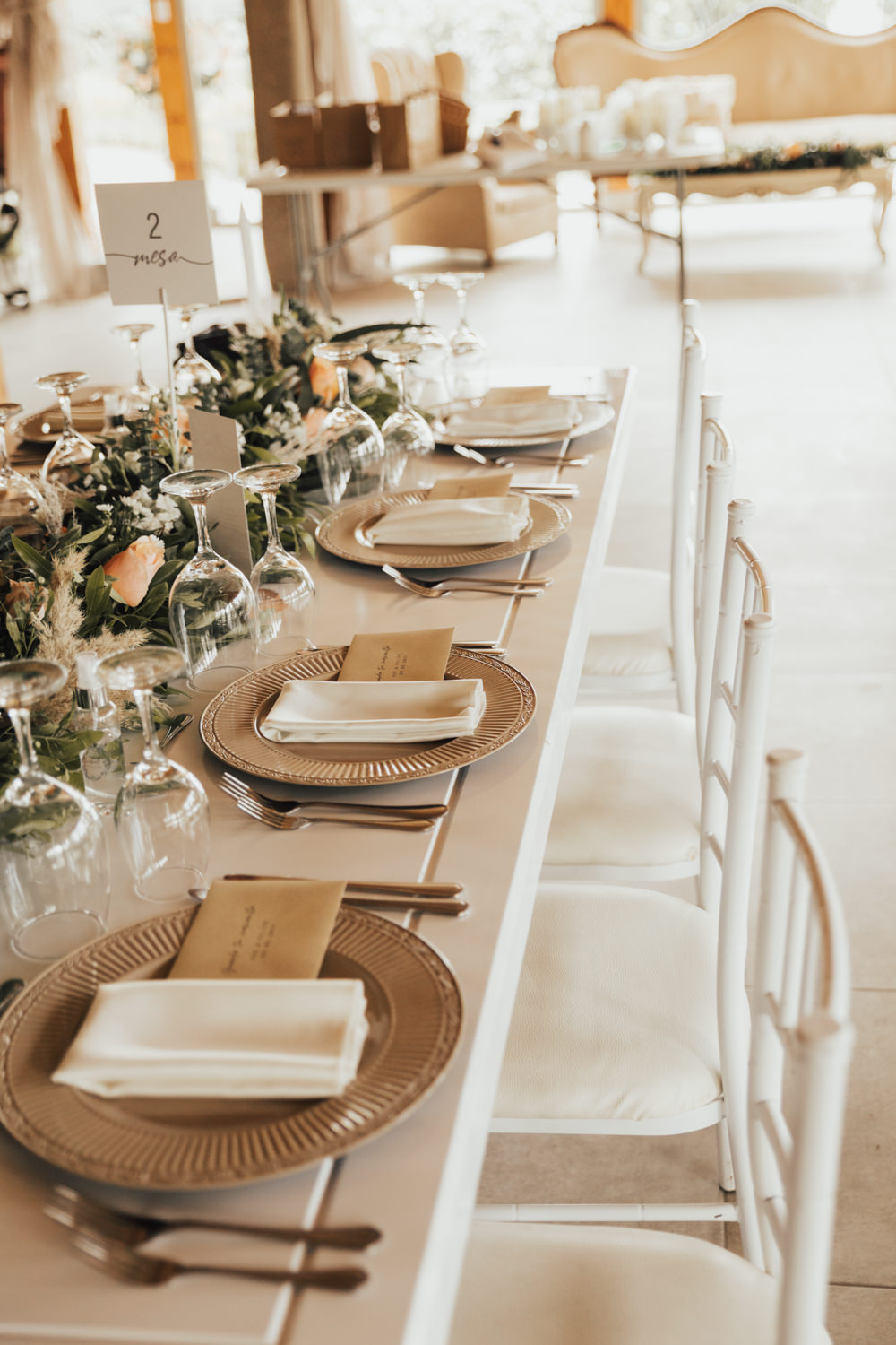 Long Table Decor Flowers Garland Candles Ecuador Wedding Michelle Agurto