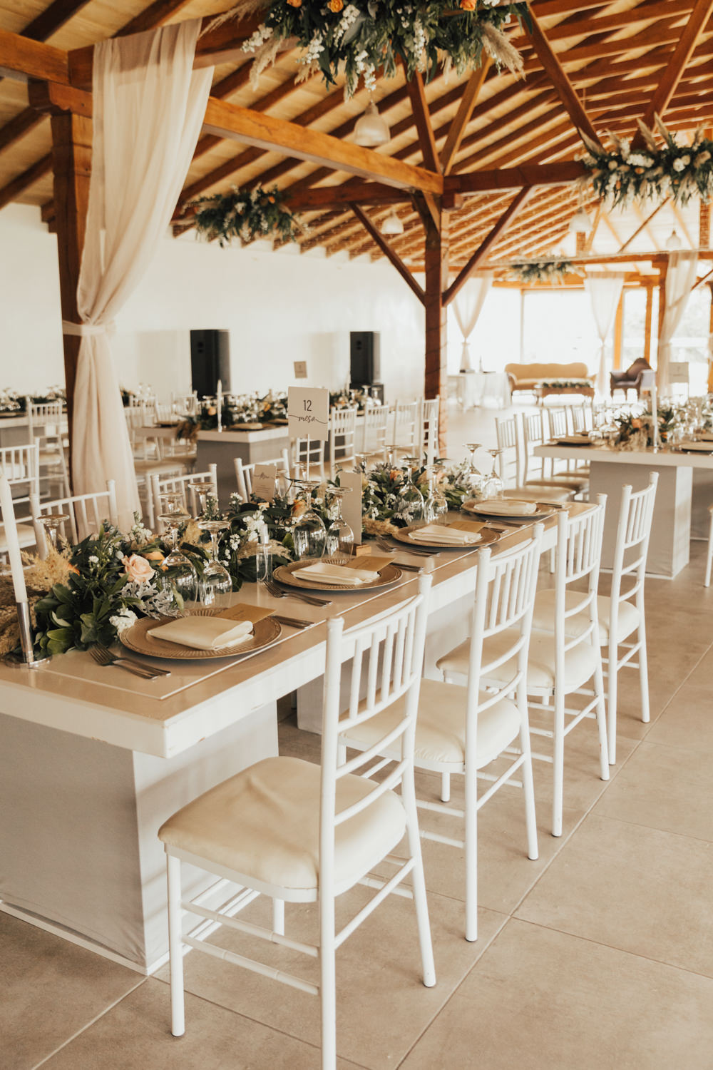 Long Table Decor Flowers Garland Candles Ecuador Wedding Michelle Agurto