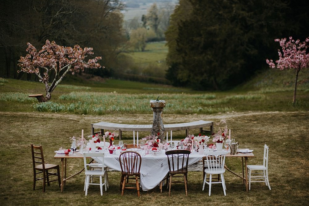 Pink Red Table Flowers Decor Hale Park Wedding Lola Rose Photography