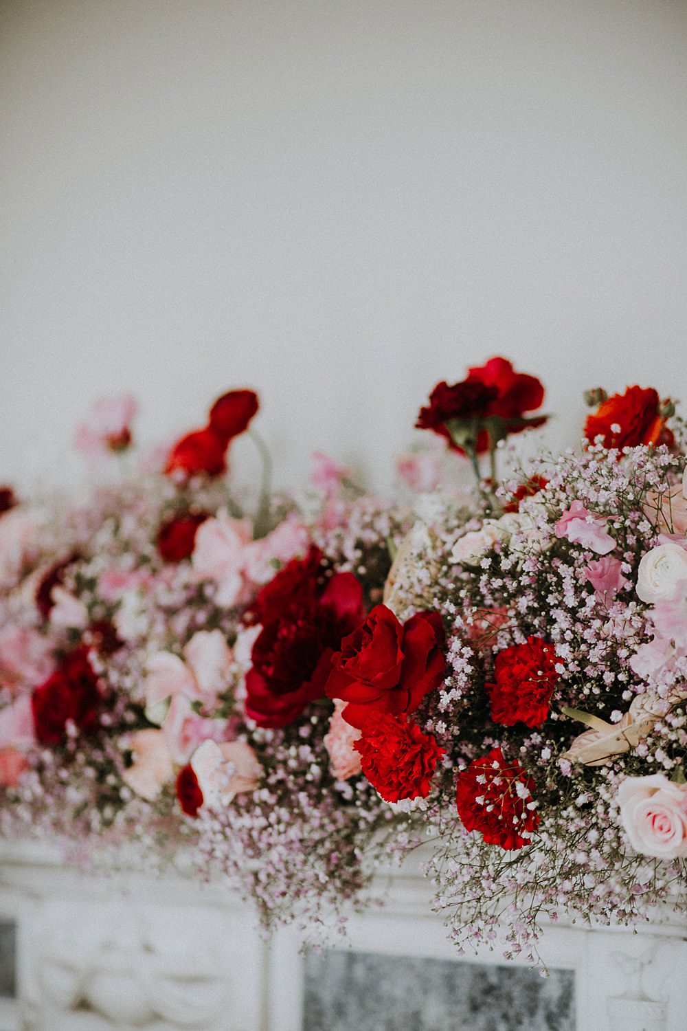 Flower Arrangement Garland Pink Red Rose Hale Park Wedding Lola Rose Photography
