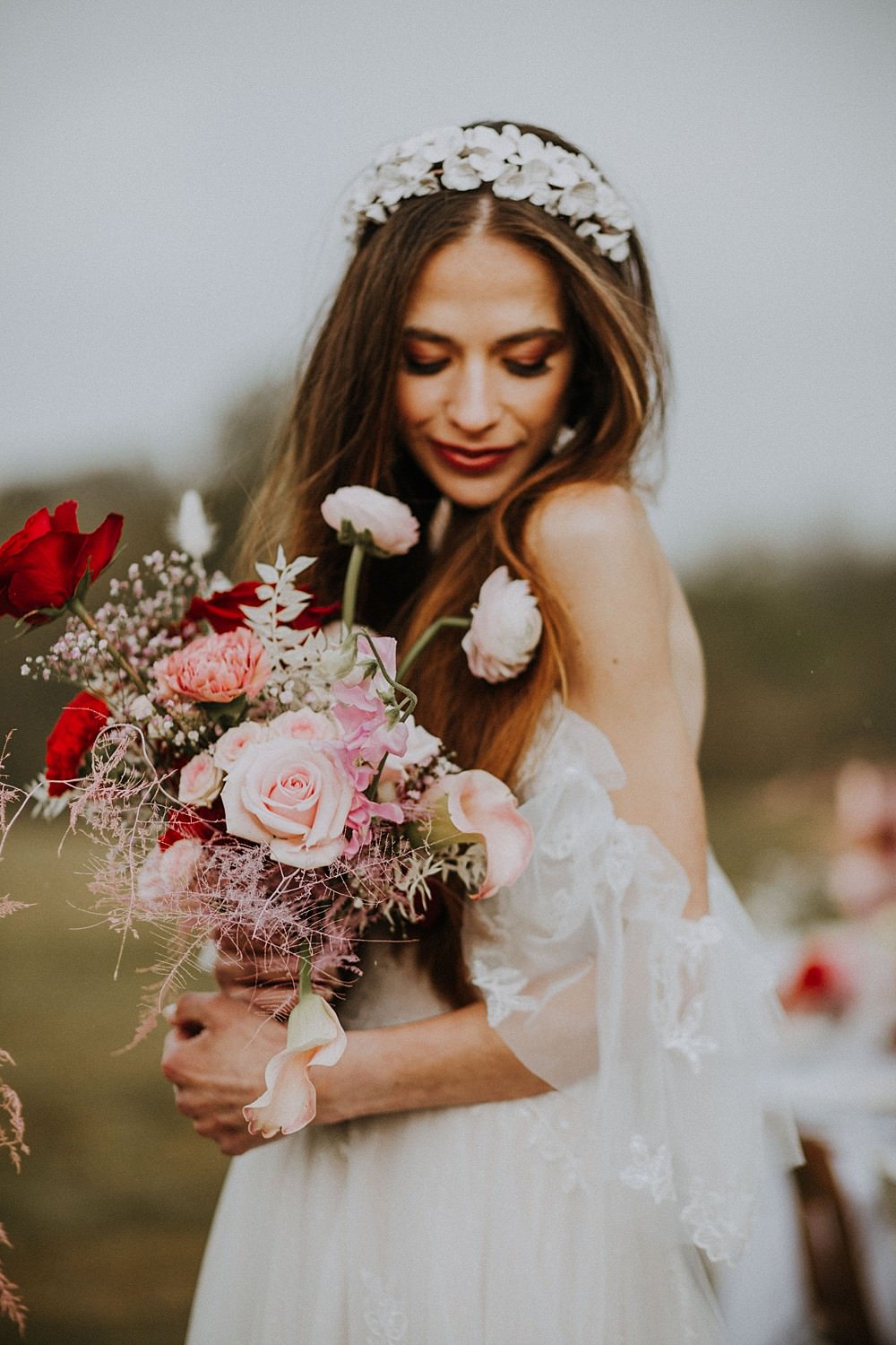 Bride Bridal Bouquet Pink Red Rose Hale Park Wedding Lola Rose Photography
