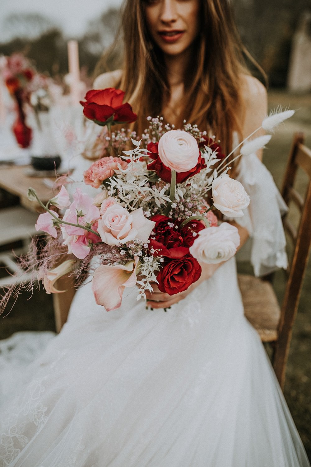 Bride Bridal Bouquet Pink Red Rose Hale Park Wedding Lola Rose Photography