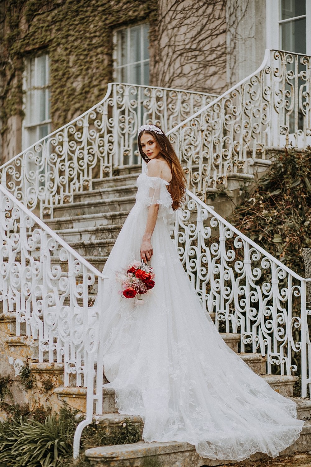 Dress Gown Bride Bridal Long Train Hale Park Wedding Lola Rose Photography