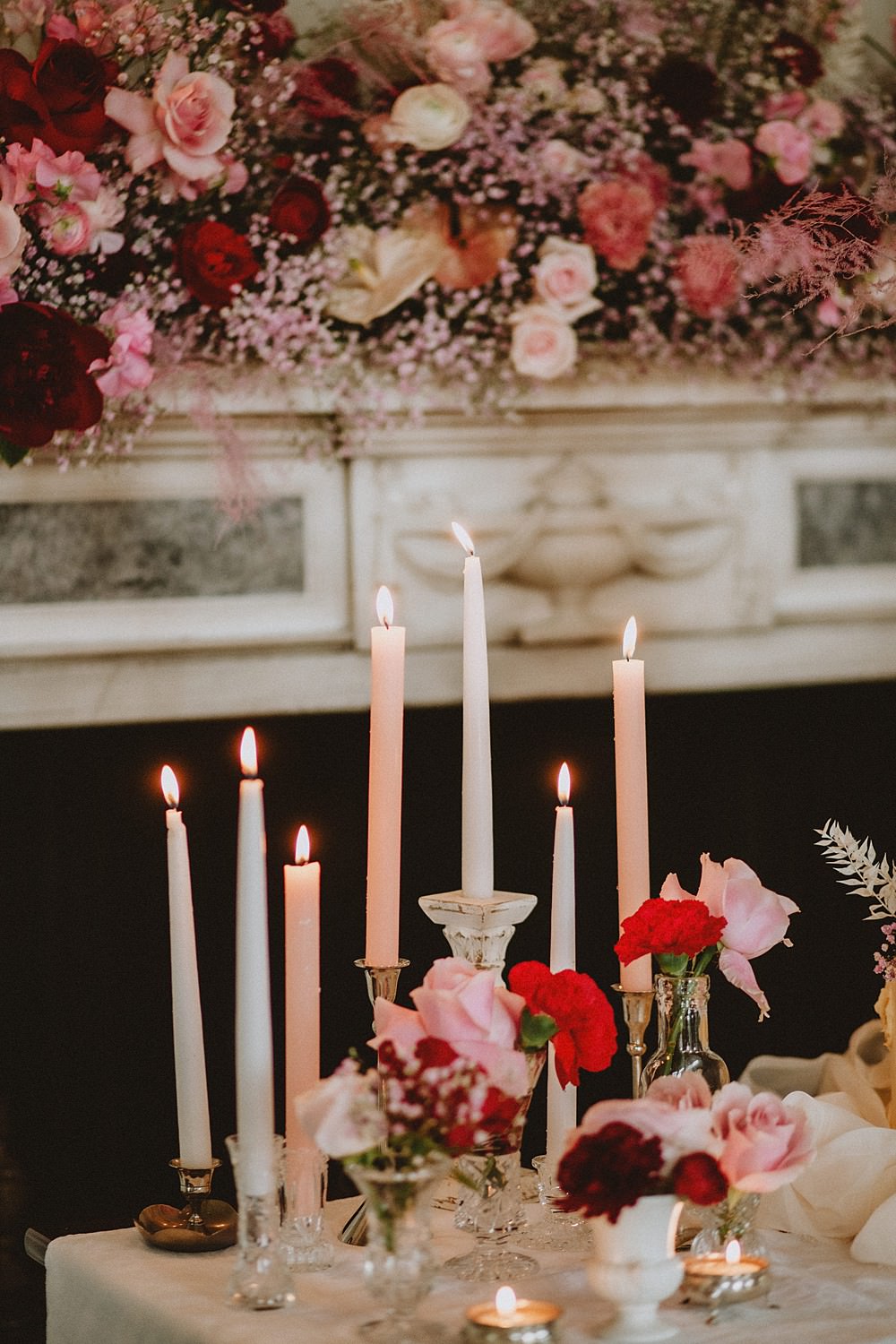 Candles Flowers Table Decor Hale Park Wedding Lola Rose Photography