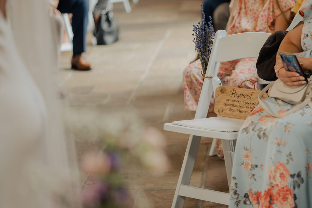 Reserved Seat Loved One Memory High House Weddings Wedding Kerry Ann Duffy Photography