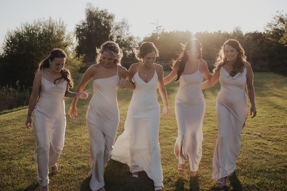 Bridesmaids Silk Blush Dresses High House Weddings Wedding Kerry Ann Duffy Photography