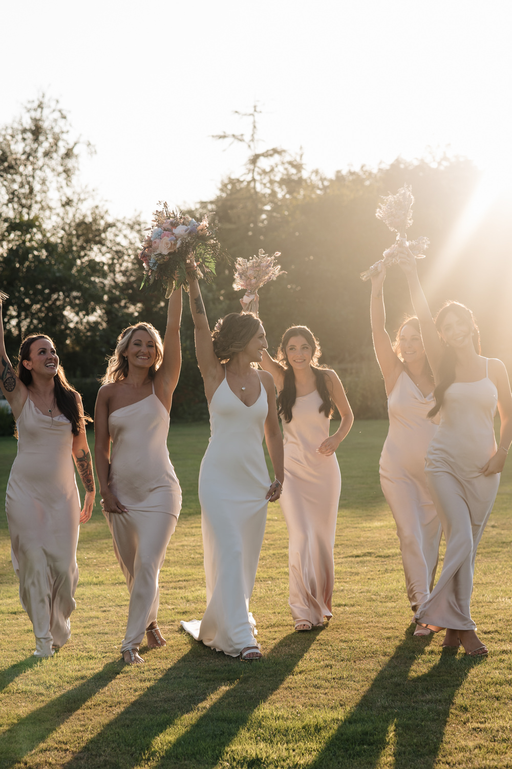 Bridesmaids Silk Blush Dresses High House Weddings Wedding Kerry Ann Duffy Photography