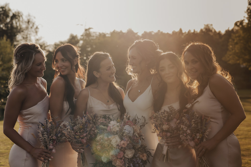 Bridesmaids Silk Blush Dresses High House Weddings Wedding Kerry Ann Duffy Photography