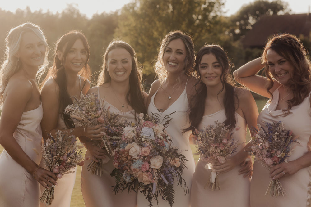 Bridesmaids Silk Blush Dresses High House Weddings Wedding Kerry Ann Duffy Photography