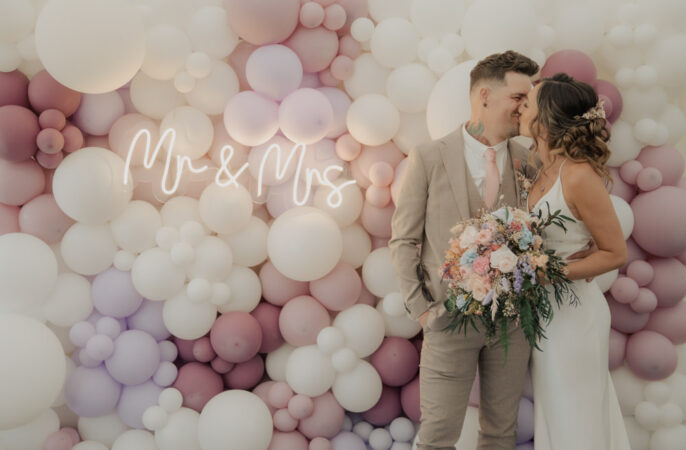 High House Weddings Wedding Kerry Ann Duffy Photography Balloon Wall Backdrop Neon Sign