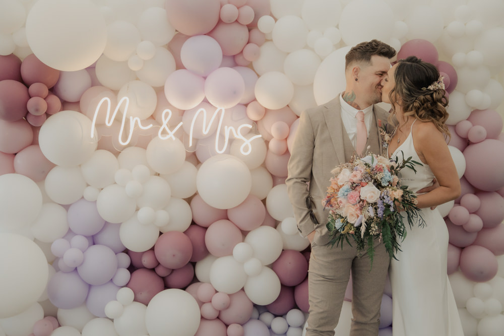 High House Weddings Wedding Kerry Ann Duffy Photography Balloon Wall Backdrop Neon Sign