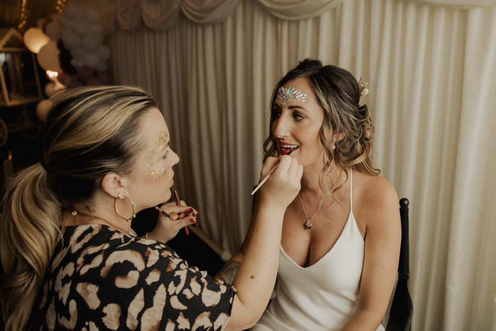 Glitter Make Up Bride High House Weddings Wedding Kerry Ann Duffy Photography