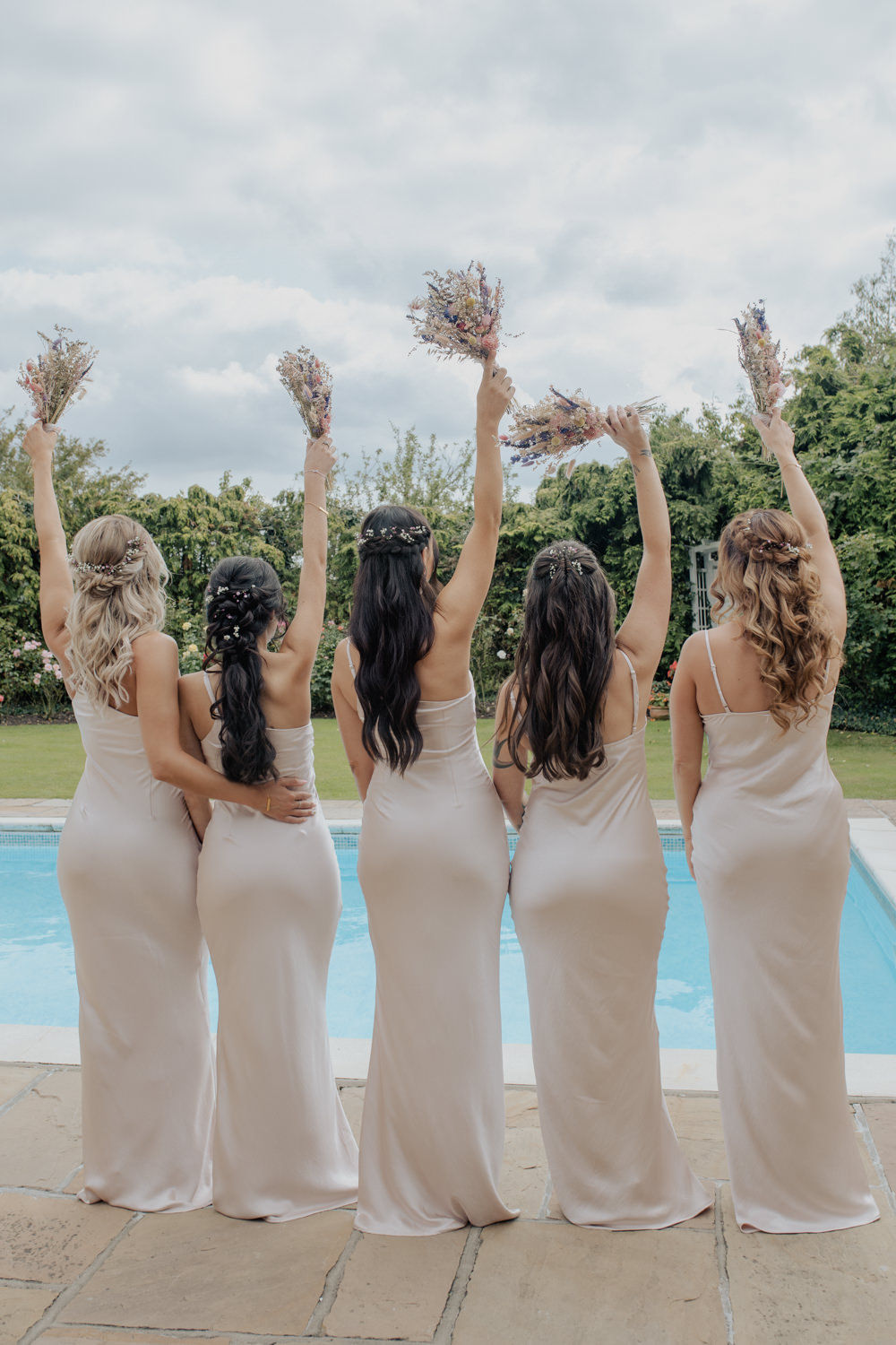 Bridesmaids Silk Blush Dresses High House Weddings Wedding Kerry Ann Duffy Photography