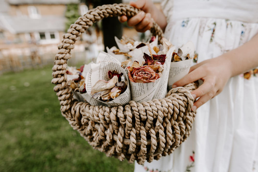 Confetti Cones Basket Laurel Farm Wedding Caroline Opacic Photography