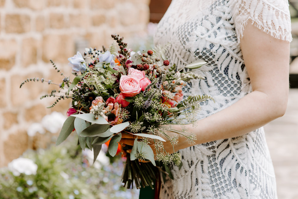 Bouquet Flowers Bride Bridal Greenery Laurel Farm Wedding Caroline Opacic Photography