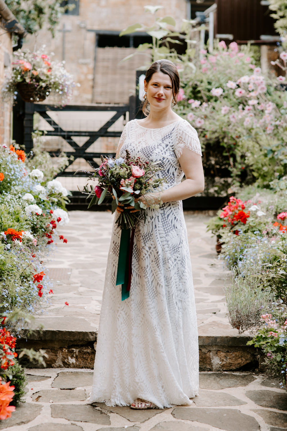 Dress Gown Bride Bridal Reverse Dip Dye Lace Laurel Farm Wedding Caroline Opacic Photography
