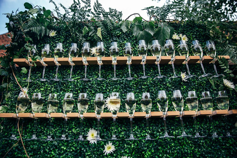 Drink Wall Greenery Little Tey Barn Wedding Three Flowers Photography