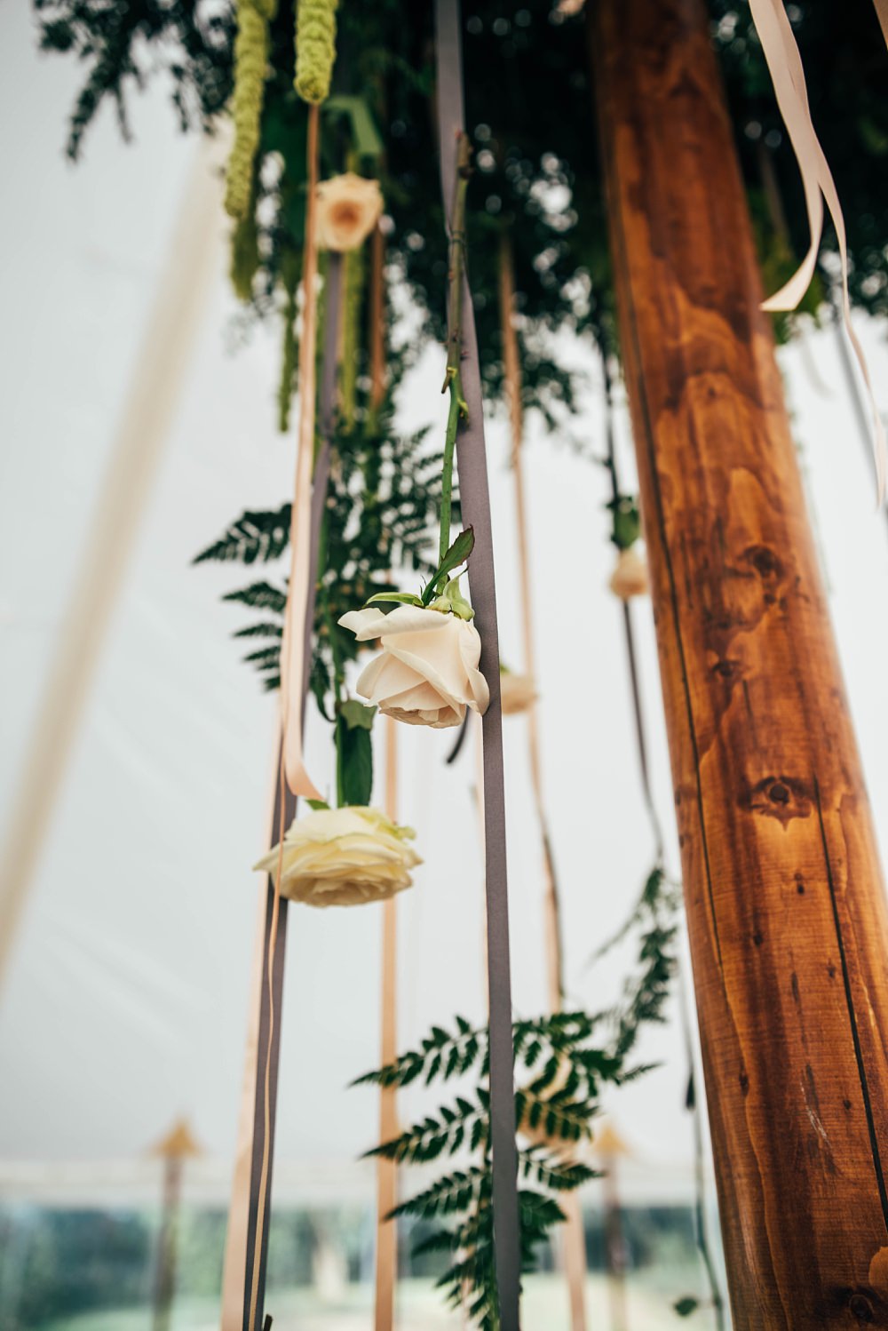 Hanging Flower Greenery Decor Little Tey Barn Wedding Three Flowers Photography