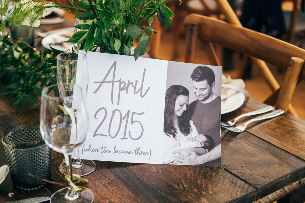 Table Name Little Tey Barn Wedding Three Flowers Photography