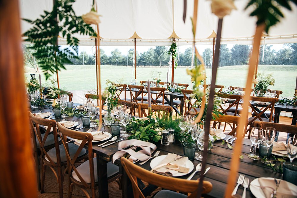 Wooden Table Rustic Decor Candles Marquee Little Tey Barn Wedding Three Flowers Photography