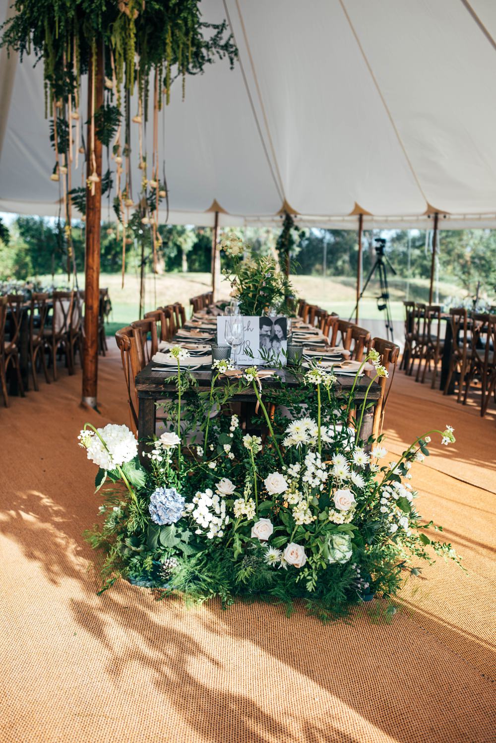 Meadow Flowers Floor Table Decor Little Tey Barn Wedding Three Flowers Photography