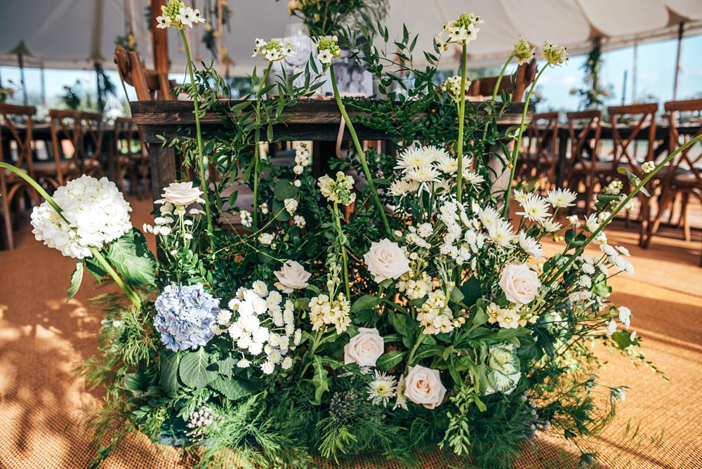 Meadow Flowers Floor Table Decor Little Tey Barn Wedding Three Flowers Photography