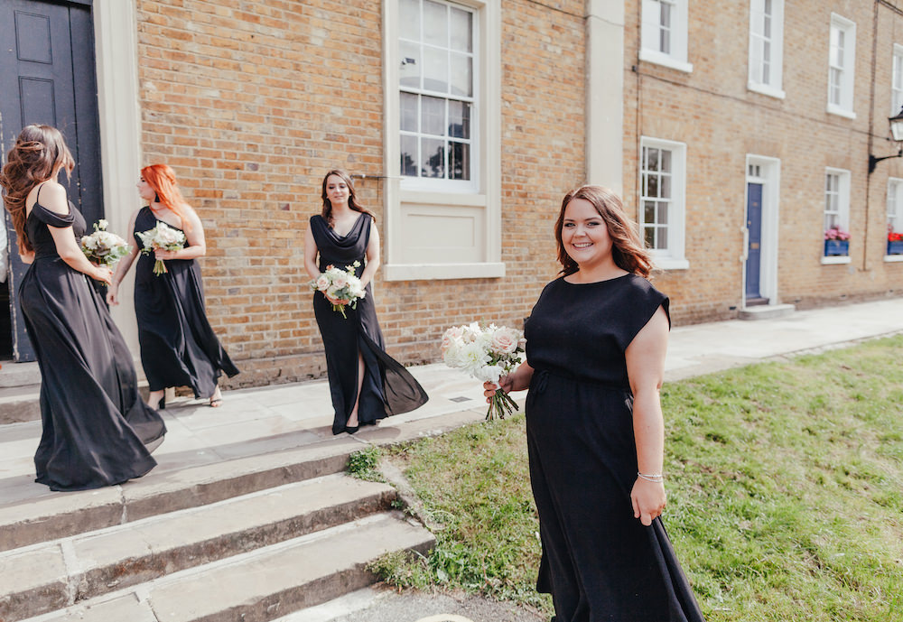Bridesmaids Black Dresses Lordship Pub Dulwich Wedding Lase Photography