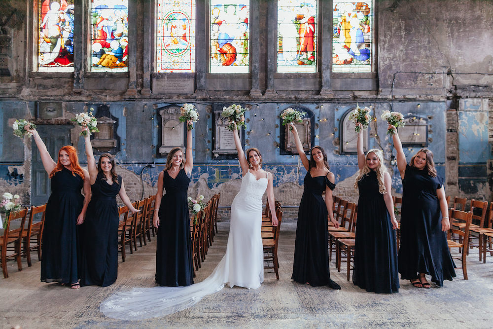 Bridesmaids Black Dresses Lordship Pub Dulwich Wedding Lase Photography